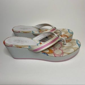 Coach Felicite Watercolor Print Wedge Flip Flop Sandals Womens 8.5